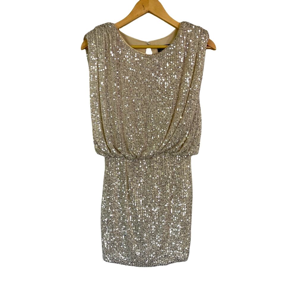 DO+BE Gold Sequin Mini Dress Small Sleeveless Cocktail Party Bodycon Glam